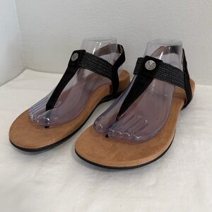 Vionic Brea thong sandals black leather size 9